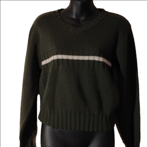 Smooches  Y2K green/ cream colored sweater. Size medium.